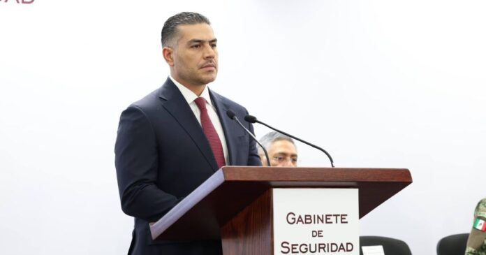 Omar García Harfuch durante la conferencia donde destacó la importancia de la coordinación con la nueva titular de la Fiscalía General, Ernestina Godoy. Foto: Gabinete de Seguridad