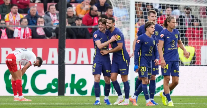 Koke Resurrección celebra su gol ante el Girona en Montilivi, en la victoria del Atlético de Madrid que cerró el año en LaLiga. Foto: EFE