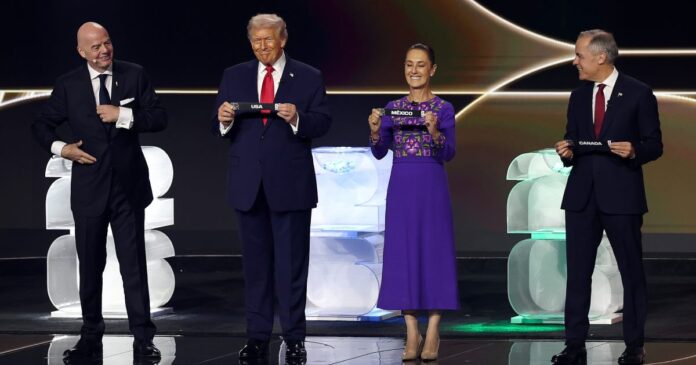 Claudia Sheinbaum participa en el sorteo del Mundial 2026 y resalta la tradición del juego de pelota en México. Foto: FIFA