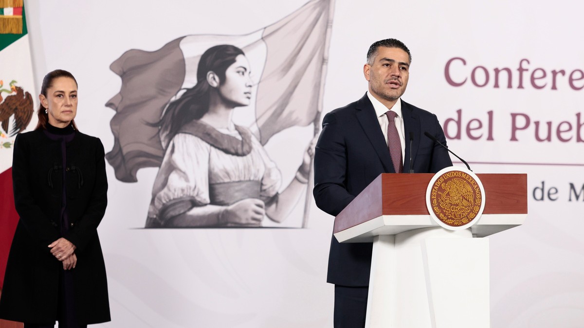 El secretario de Seguridad y Protección Ciudadana, Omar García Harfuch, en la ‘Mañanera del Pueblo’ hoy lunes en Palacio Nacional. Foto: EFE/José Méndez El secretario de Seguridad y Protección Ciudadana, Omar García Harfuch, en la ‘Mañanera del Pueblo’ hoy lunes en Palacio Nacional. Foto: EFE/José Méndez