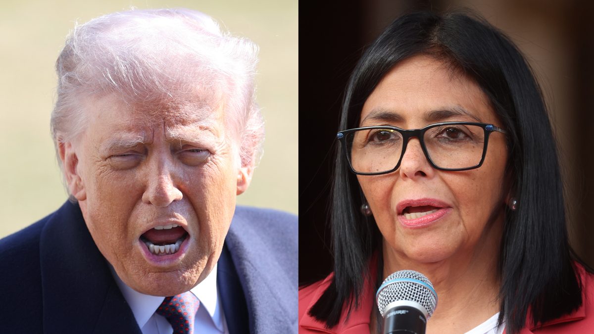 El presidente de Estados Unidos, Donald Trump, y a la presidenta encargada de Venezuela, Delcy Rodríguez. Foto: EFE/Octavio Guzmán/Miguel Gutiérrez