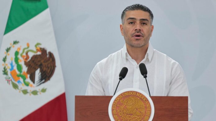 El secretario de Seguridad y Protección Ciudadana de México, Omar García Harfuch, durante la Mañanera del Pueblo de este viernes 20 de marzo de 2026. Foto: Gobierno de México