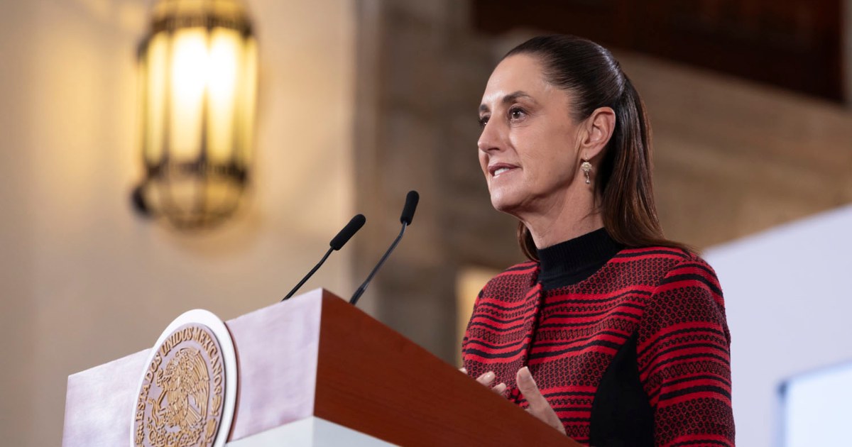La presidenta Claudia Sheinbaum durante su conferencia matutina en Palacio Nacional. Foto: Gobierno de México