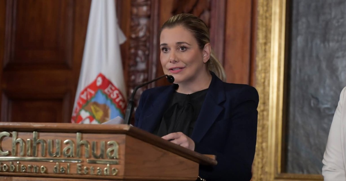 La gobernadora de Chihuahua, Maru Campos, durante una conferencia de prensa el pasado 24 de abril de 2026. Foto: @MaruCampos_G en X
