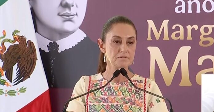 La presidenta de México, Claudia Sheinbaum, durante un evento en Emiliano Zapata donde defendió el rumbo de su Gobierno. Foto: Tomada de X