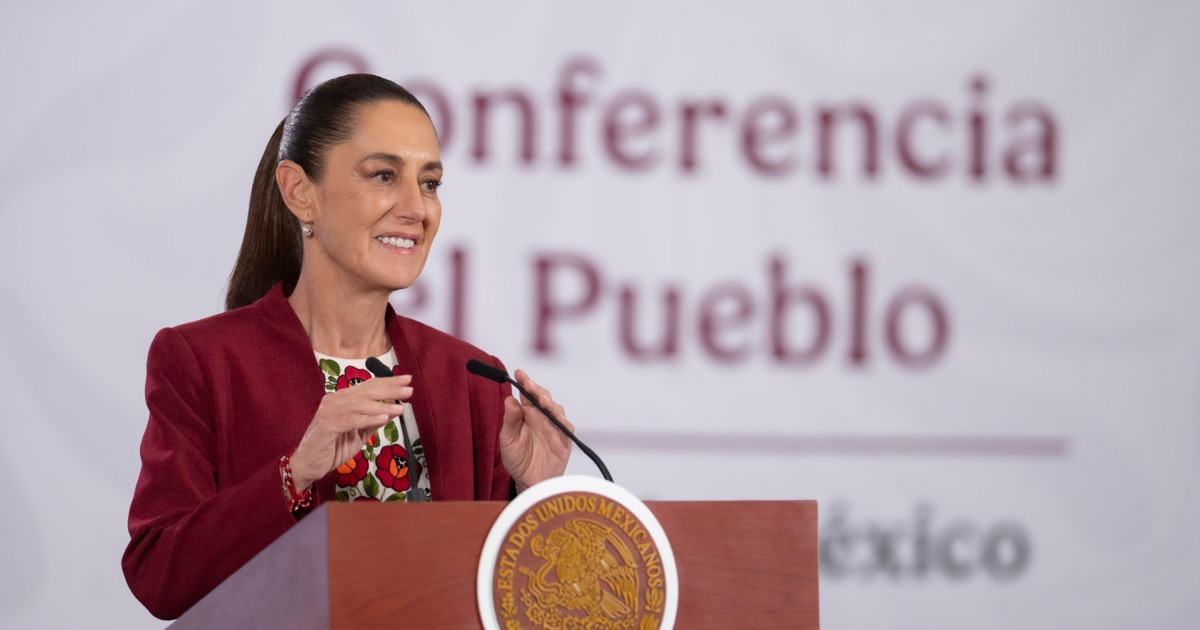 La presidenta Claudia Sheinbaum durante su conferencia matutina donde defendió el uso de nuevas tecnologías de fracking en México. Foto: Gobierno de México