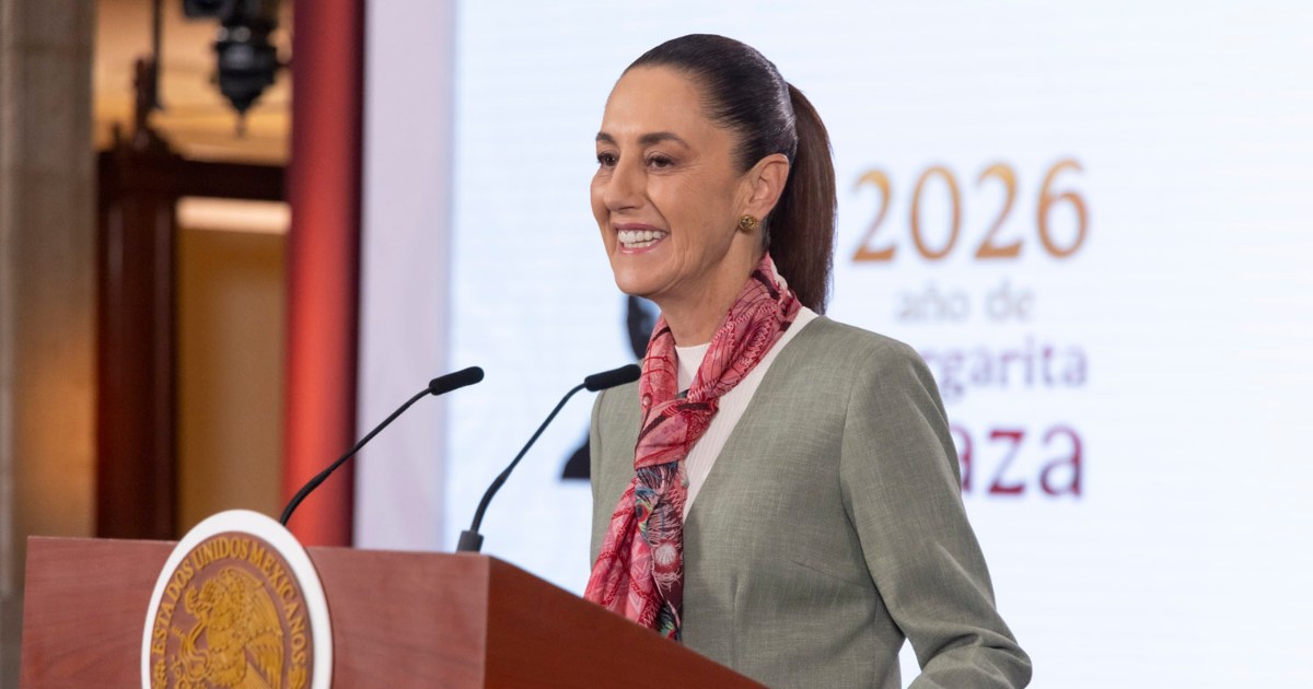 La presidenta de México, Claudia Sheinbaum, durante la “Mañanera del Pueblo” el viernes 10 de abril de 2026. Foto: Gobierno de México