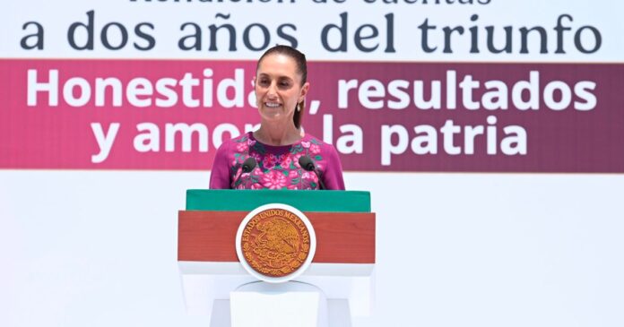 Claudia Sheinbaum criticó a los gobiernos panistas durante un acto realizado en el Monumento a la Revolución. Foto: Gobierno de México
