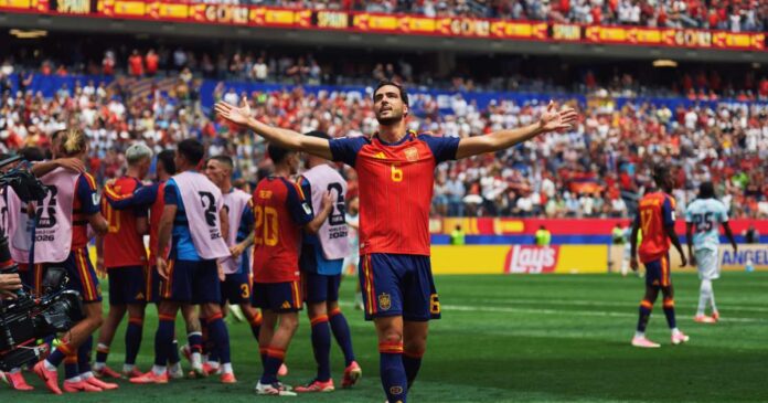 Mikel Merino volvió a convertirse en el héroe de España al marcar el gol del triunfo sobre Bélgica en el Mundial 2026. Foto: @SEFutbol en X