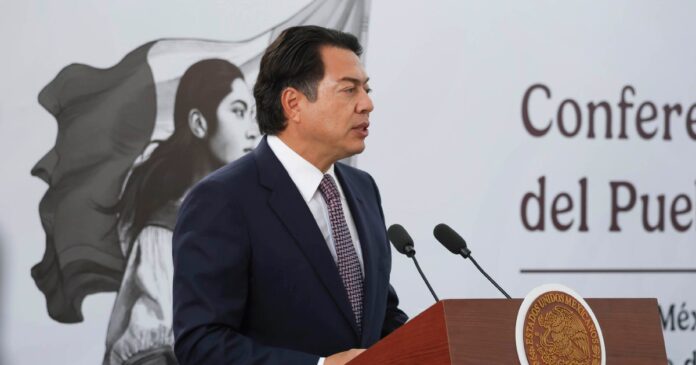 El secretario de Educación Pública, Mario Delgado, en la “Mañanera del Pueblo” hoy lunes 31 de agosto de 2026. Foto: Gobierno de México