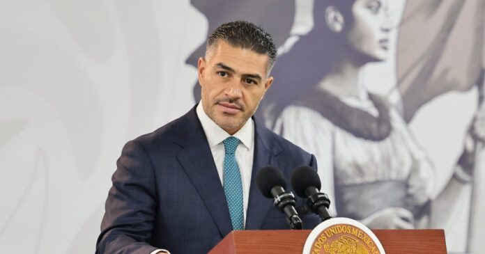 El secretario de Seguridad, Omar García Harfuch, durante la ‘Mañanera del Pueblo’ hoy viernes 18 de septiembre de 2026. Foto: Gobierno de México