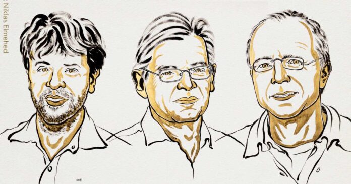 Karl Deisseroth, Peter Hegemann y Georg Nagel recibieron el Nobel de Medicina 2026 por sus descubrimientos que hicieron posible la optogenética. Foto: X @NobelPrize