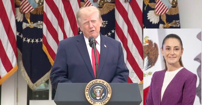 El presidente de EE.UU., Donald Trump, reiteró sus señalamientos sobre el control de los cárteles en México durante un almuerzo en la Casa Blanca. Foto: Tomada de X