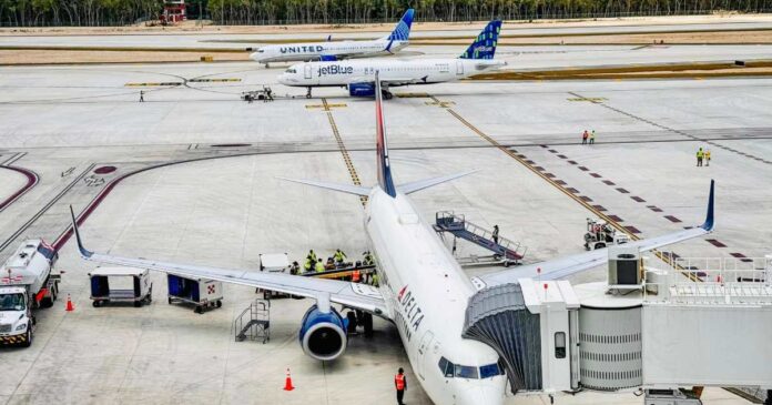 El Aeropuerto Internacional de Tulum apuesta por aumentar sus vuelos internacionales tras la salida temporal de Aeroméxico y el próximo retiro de Volaris. Foto: Facebook Aeropuerto Tulum